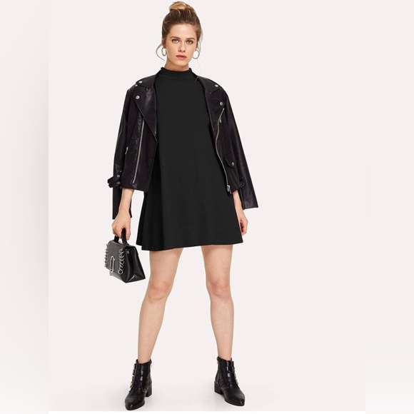 Dresses & Skirts - Milumia Women's Casual Mock Neck T Shirt Dress Plain Short Sleeve Loose Swing